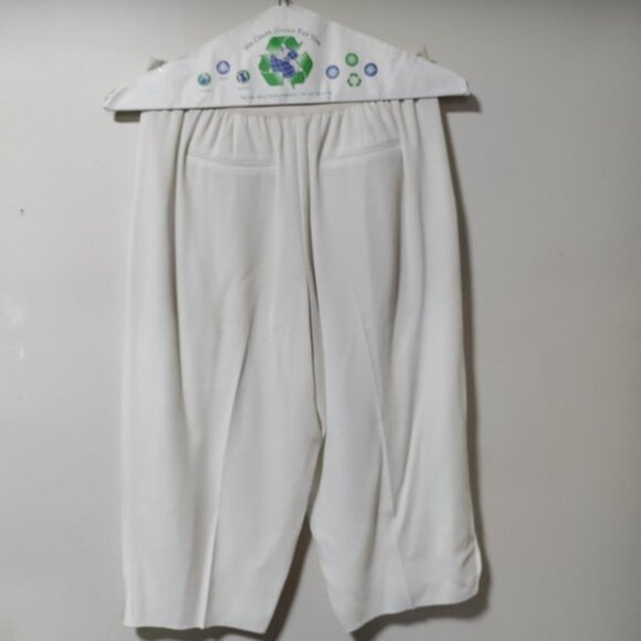 Elie Tahari White Artsey Lagenlook Elastic Waistband Culottes Capri Pants Size 6 - Picture 3 of 16